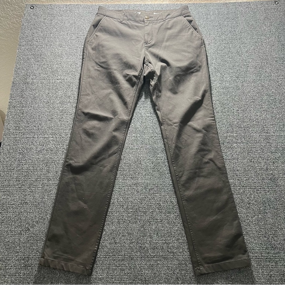 Mugsy Brooks Pants Men's Size 33x34 Gray Charcoal Classic Chino Casual Comfort